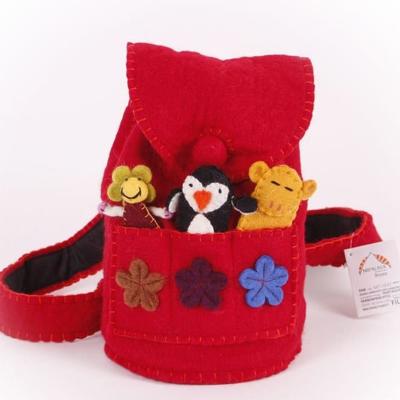 Vilten Schoudertas met Vingerpoppen (Rood) Vilten Schoudertas met Vingerpoppen (Rood)