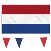 Nederlandse vlaggen set vlag 90 x 150 cm/vlaggenlijnen 10 meter - thumbnail