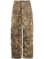 Uma Wang pantalon droit à motif en jacquard - Marron