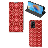 OPPO A74 4G Hoesje met Magneet Batik Rood