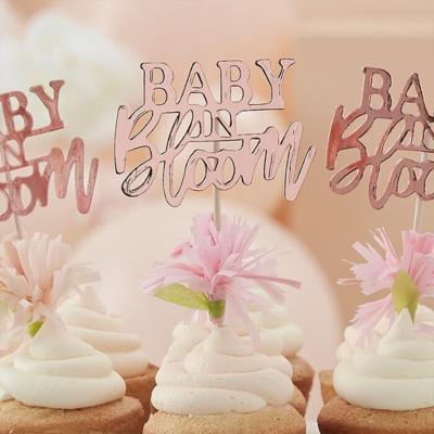 Ginger Ray BL-108 Floral Baby Shower Cupcake Toppers