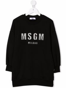 MSGM Kids robe-sweat à logo imprimé - Noir