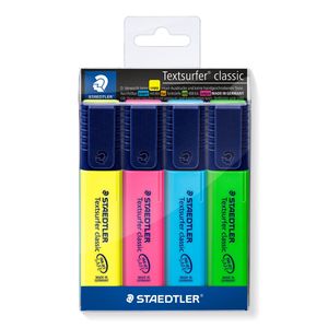 Staedtler Textsurfer classic 364 markeerstift 4 stuk(s) Beitelvormige punt Blauw, Groen, Roze, Geel