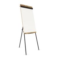 Rocada Flipchart, driepstandaard, whiteboard met standaard en houten frame, in hoogte verstelbaar driepootstatief, flipchart, droog afwisbaar en magnetisch, 69 x 115 cm, wit