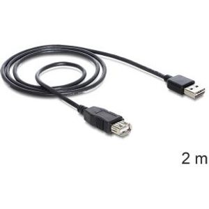 Delock 83371 Verlengkabel EASY-USB 2.0 Type-A male > USB 2.0 Type-A female zwart 2 m