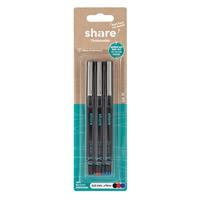 share Rollerball Set van 3 rollerball set geeft een lesuur voor een schoolkind – duurzame eco-rollerball met patroon – rood, zwart, blauw