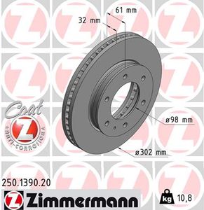 Remschijf COAT Z ZIMMERMANN, Remschijftype: Binnen geventileerd, u.a. für Ford, Mazda