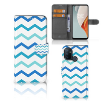 OnePlus Nord N100 Telefoon Hoesje Zigzag Blauw - thumbnail