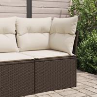 Tuinhoekbank met kussens poly rattan bruin - thumbnail