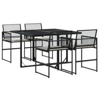 vidaXL 5-delige Tuinset met kussens poly rattan zwart, loungeset, loungeset tuin, tuinset lounge, tuintafel, loungeset buiten, tuin loungeset