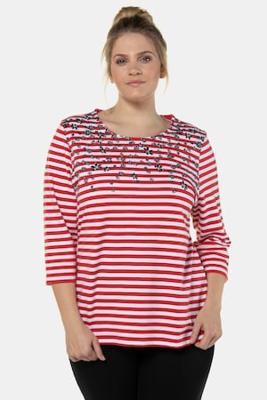 Ulla Popken Sweatshirt, kleine bloemen, 3/4 mouwen - Grote Maten