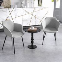 Fauteuil Set van 2 Gestoffeerde Lounge Fauteuil Zithoogte 46 cm 4 Metalen Poten voor Woonkamer Eetkamer Laadvermogen 150 KG Lichtgrijs