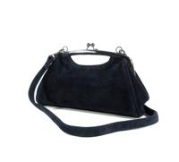 Chique suede avond damestasje schoudertasje navy