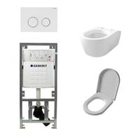 QeramiQ Salina Toiletset - softclose zitting - bedieningsplaat Geberit Sigma20 wit - wit 0701131/sw1271/sw53743/ - thumbnail