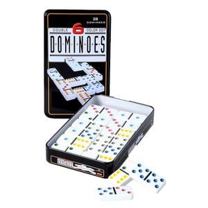 Domino spel dubbel/double 6 in blik 28x stenen