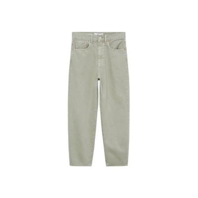 Mango cropped high waist tapered fit jeans lichtgroen