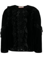 TWINSET blouse brodée en velours - Noir