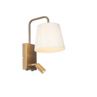 QAZQA Moderne wandlamp wit en brons met leeslamp - Renier