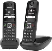 Gigaset AS690 Duo draadloze telefoon, 2 stuks, handsfree, groot display, 100 contacten, zwart