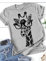 Giraffe Casual Short Sleeve T-T-shirt