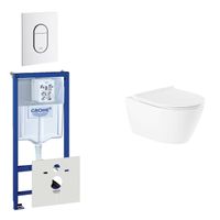 QeramiQ Salina Toiletset - inbouwreservoir - spoelrandloos - wandcloset - softclose - bedieningsplaat verticaal wit 0729205/0729242/sw96855/sw96857/ - thumbnail