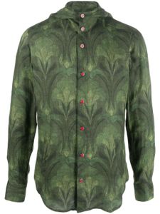 Kiton chemise fleurie Mariano à capuche - Vert