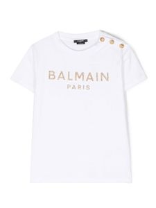 Balmain Kids t-shirt à logo imprimé - Blanc