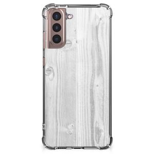 Samsung Galaxy S21 Plus Stevig Telefoonhoesje White Wood