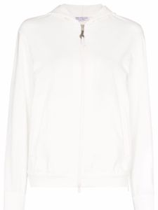 Brunello Cucinelli hoodie à fermeture zippée - Blanc