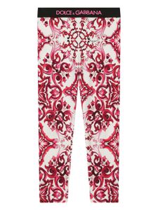 Dolce & Gabbana Kids legging à imprimé Majolica - Rouge