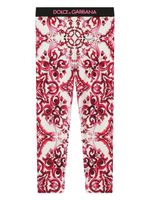 Dolce & Gabbana Kids legging à imprimé Majolica - Rouge