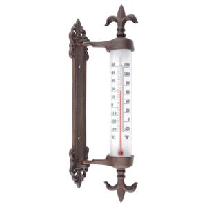 Esschert Design Buitenthermometer - gietijzer - Franse lelies - 29 cm   -