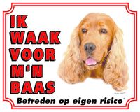 Engelse Cocker Spaniel Waakbord - Ik waak voor mijn Baas - thumbnail