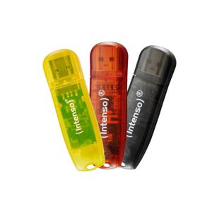 Intenso Rainbow 3x32GB Yellow/Red/Black USB flash drive USB Type-A 2.0 Transparant