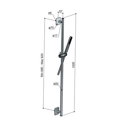 Hotbath Glijstangset Gal 100 cm Met Doucheslang 150 cm En Handdouche Geborsteld Gunmetal PVD Hotbath Glijstangset Gal 100 cm Met Doucheslang 150 cm En Handdouche Geborsteld Gunmetal PVD