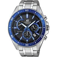 Casio EFR-552D-1A2VUEF Horloge Chronograaf (l x b x h) 53 x 47 x 12.3 mm Zilver-blauw Materiaal (behuizing): RVS Materiaal (armband): RVS - thumbnail