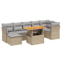 vidaXL 8-delige Loungeset met kussens poly rattan beige, tuinset, tuinmeubel, terrasset, tuinbank, terrasmeubel, loungebank, loungeset tuin