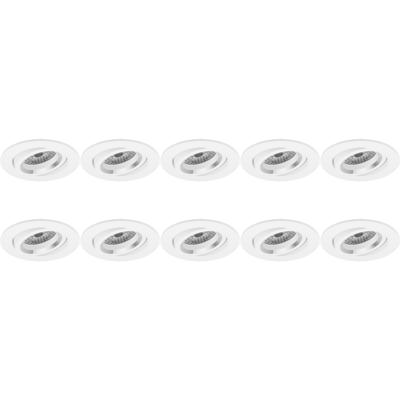 Spot Armatuur 10 Pack - Pragmi Aerony Pro - GU10 Inbouwspot - Rond - Wit - Aluminium - Kantelbaar - Ø82mm