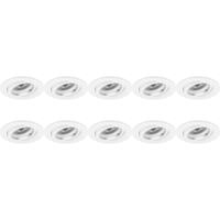 Spot Armatuur 10 Pack - Pragmi Aerony Pro - GU10 Inbouwspot - Rond - Wit - Aluminium - Kantelbaar - Ø82mm