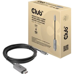 CLUB3D USB Gen2 Type-C to HDMI 4K120Hz 8K60Hz HDR10 with DSC1.2 Active Cable M/M 3m