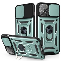 iPhone 16 Pro hoesje - Backcover - Rugged Armor - Camerabescherming - Extra valbescherming - TPU - Groen