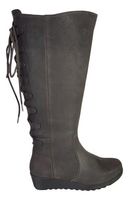 Akins   - Laarzen met Extra Brede Schacht - Asfalt / Leder - Dameslaarzen Maat 44 - JJ Footwear