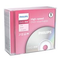 Philips PHOV-RW4754JC lege dvd-rw mediabox 5 stuks, verpakking kan variëren