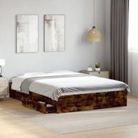 vidaXL Bedframe met lades bewerkt hout gerookt eikenkleurig 120x190 cm, bed, bed ombouw, 2 persoonsbed, bedbodem, slaapkamermeubel, tweepersoonsbed