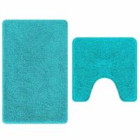 vidaXL Antislip Badmat Set 2 pcs Turquoise PP, Antislip Badmat, Duurzaam, Waterabsorberend, Machinewasbaar en Zachte Comfortvloer