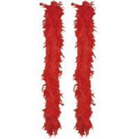 Carnaval verkleed boa met veren - 2x - rood - 180 cm - 80 gram - Glitter and Glamour - thumbnail