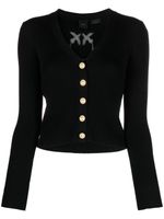 PINKO cardigan nervuré à motif Love Birds - Noir