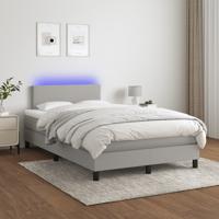 Boxspring met matras en LED stof lichtgrijs 120x200 cm SKU: V3132981