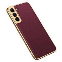 GKK Electroplated Samsung Galaxy S22 5G Hybrid Case - Wijnrood