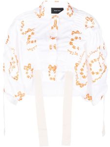 Simone Rocha chemise crop Bow Wreath à sangles - Blanc